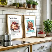 1pc Fall Modern Breakfast Posters Waffles Pancake French Toast Cinnamon Roll Canvas Printing Wall Arts For Restaurant Kitchen Decor No Frame - Multicolor - View 2