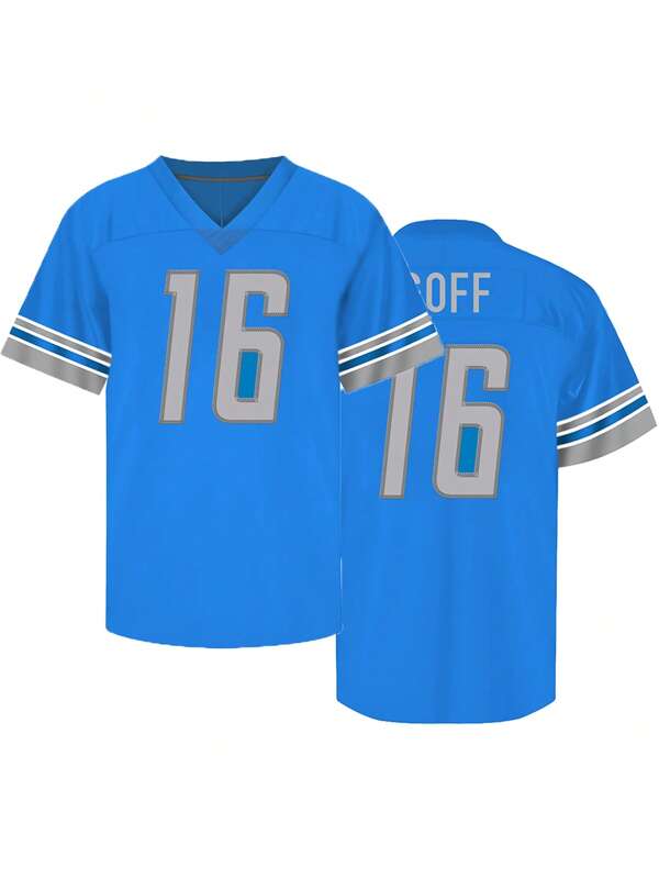 Men's Football Jersey 16 Blue Embroidered Sports T-Shirt Casual Training Competition Short Sleeved Top