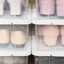 SONGMICS Set Of 8 Shoe Boxes Storage Boxes For Shoes Shoe Storage Box Transparent With Plastic Lid For Shoes Up To Size 41, Transparent - White - View 2