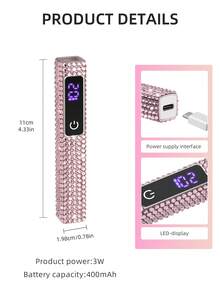 Mini UV指甲燈-手持式UV指甲燈:可充電便攜式凝膠指甲UV燈，配備顯示屏，在20-60秒內快速固化 - 粉色 - 查看 8