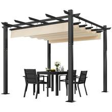 Gunji 3x3/3x4m Gazebo, Stable, Cold-Resistant, With Magnetic Fastening, Pergola With Adjustable Shade Area, Aluminum Frame, For Garden And Patio Roofing, Beige/Grey - Màu be - Xem 4