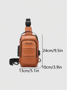 Men's PU Leather Sling Bag|Vintage Style With Anti-Theft Lock|Lightweight Chest Bag For Travel & Daily Use