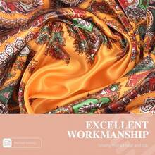 35 Inches Silk Head Scarf-Satin Hair Scarves Silk Bandana Scarf Headscarf For Women's Fashion Scarveshalloween - 佛黃腰果 - 查看 3