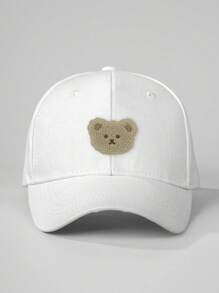 1pc Adjustable Bear Logo Baseball Cap For Kids, Teens, Breathable Lightweight Sweat-Absorbent Soft Casual Cute Hat, Suitable For Daily, Vacation, Outdoor, Gift