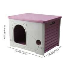 Weatherproof Plastic Cat Shelter - Stackable Design For Indoor/Outdoor Use - Rosa Fucsia - Ver 4