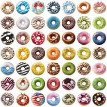 50Pcs Colored Donut Stickers Dessert Stickers Food Stickers Baking Stickers Cute Stickers Transparent Stickers Bulk Stickers Vinyl Waterproof Stickers For Journaling Computer Scrapbook Luggage Water Bottle Phone