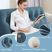 Headboard Wedge Cushion, Reading Cushion, Back Support Cushion, Upholstered Bed Cushion, Reversible Cushion, Large Back Support Cushion, Triangular Wedge-Shaped Support Cushion, Bed Side Cushion, Tatami Wedge Cushion, Lumbar Cushion For Bed And Sofa - 海藍色 - 查看 3