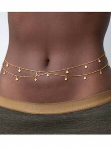 1pc Multi-Layer Beaded Sexy Waist Chain, Adjustable Crystal Belly Chain Jeweled Bikini Waist Belt, Summer Beach Party Accessory For Women & Girls