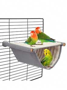 Winter Warm Bird Nest Hammock Style Canary Cage Plush Fluffy Bird House Parrot Cage Accessories - Multicolor - View 3