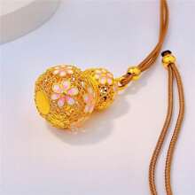 1 pièce Collier vintage à la mode de style chinois avec pendentif en céramique émaillée en forme de calebasse creuse