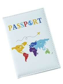 1pc Earth Printed PU Leather Passport Holder, Suitable For Travel, Back To School Seasontravel Essential Holiday Vacation Passport Cover