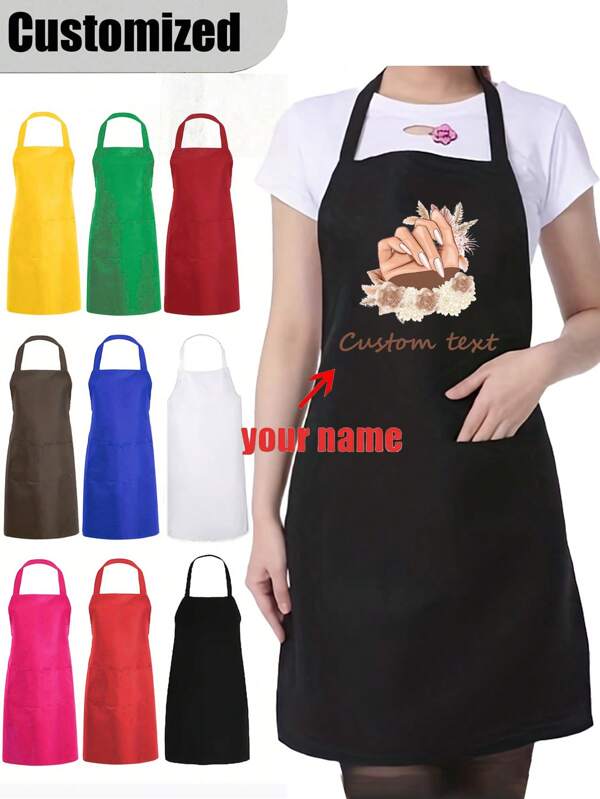 Tablier d'art des ongles personnalisable avec nom personnalisé - Tablier d'art des ongles à imprimé floral à la mode, parfait pour les chefs à domicile, les passionnés de pâtisserie, les cuisines professionnelles, les vêtements de cuisine, pour les cosmétiques DIY, le nettoyage à domicile, la cuisine, la pâtisserie, le jardinage, respirant, léger, lavable, amusant, mignon, amour, confortable, personnalisé, unique, personnalisé, cadeaux pour elle lui, cadeaux idéaux pour le petit ami, cadeaux idéaux pour la petite amie