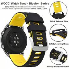Smart Watch Strap - Black-yellow (Silver Buckle) - View 4