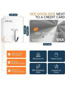 Ganchos adhesivos, ganchos colgadores de pared sin perforación con pegamento fuerte y transparente, aguantan mucho peso, perfectos para cocina y baño / Set de 5, 10, 20, 30 o 50 piezas - Blanco - Ver 3