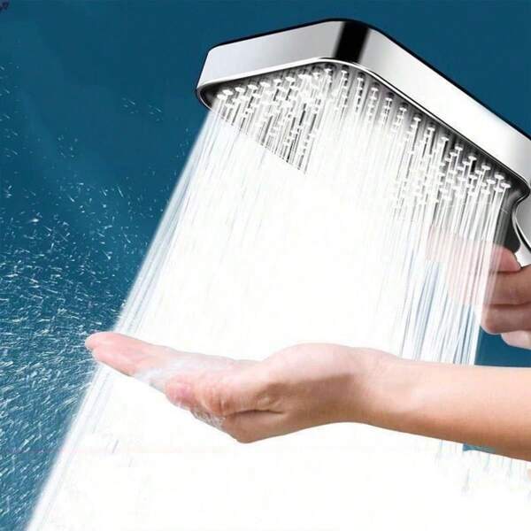 1pc Pressurized Square Shower Head With High Water Flow, Home Bathroom Hot Water Heater Booster Rain Shower Head