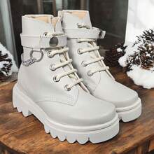 Botín Para Niños Color Claro Con Cadena y Cierre Lateral - Late - Ver 2