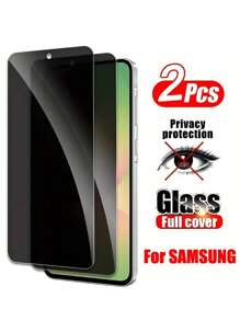 2 pièces Protection d'écran de confidentialité compatible avec Samsung Galaxy A05s A06 A13 A14 A15 A16 A23 A25 A26 A34 A35 A36 A51 A52s A53 A54 A55 A56, dureté 9H, couverture complète, anti-espion, installation facile, protection anti-bris