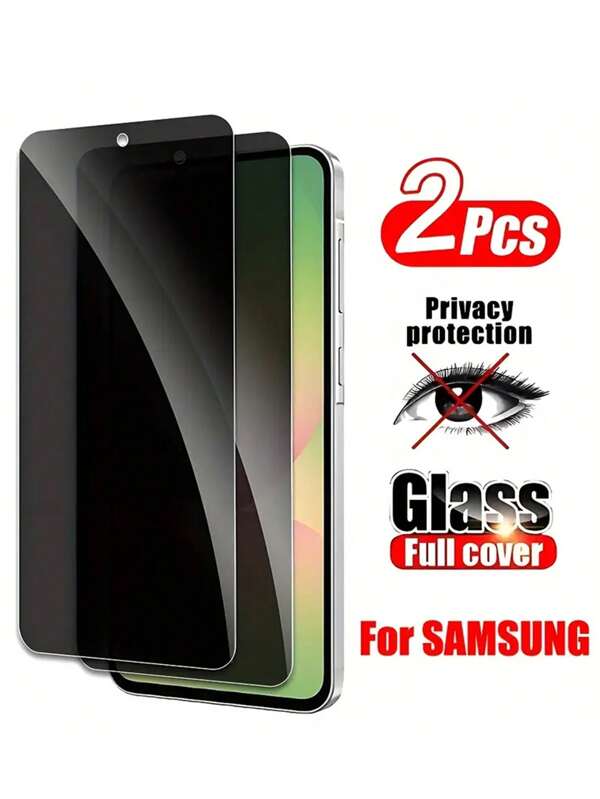 Protetor de tela de privacidade 2 peças compatível com Samsung Galaxy A05s A06 A13 A14 A15 A16 A23 A25 A26 A34 A35 A36 A51 A52s A53 A54 A55 A56, dureza 9H, cobertura total, antiespionagem, fácil instalação, proteção à prova de estilhaçamento