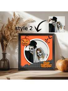 1pc Customized Halloween Photos, Upload Photos And Text For Customization, Personalized Wall Art, Perfect Gift For Birthday, Wedding, Anniversary, Birthday Classic Style, Suitable For The Decoration Of Living Rooms, Bedrooms And Corridors, It Is An Ideal Home Decoration And A Frame Is Optional, Memorable Keepsake, Home Room Decor Gifts