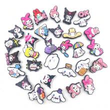 Sanrio 36 Pieces/Kuromi, Hello Kitty, Yugui Dog, Men's And Women's Shoe Accessories, Suitable; Summer, Clogs, Sandals, EVA Beach Hole Bag