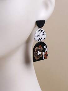 1 Pair Handmade Soft Clay 3D Realistic Floral Pendant Semi-Circle Earrings, Natural Pastoral Style, Suitable For Women, Vacation, Party, Gift