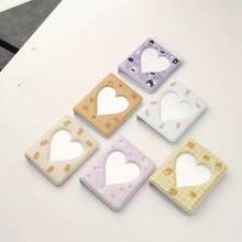 1pc Mini Photo Album, 3-Inch Rectangular Cartoon Heart-Shaped Cover, Idol Photo Card Holder, Cute Collectible Card Book