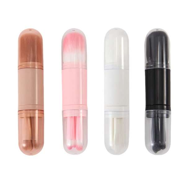 Mini 4-In-1 Telescopic Makeup Brush Set - Multi-Function Beauty Tools In Portable Case