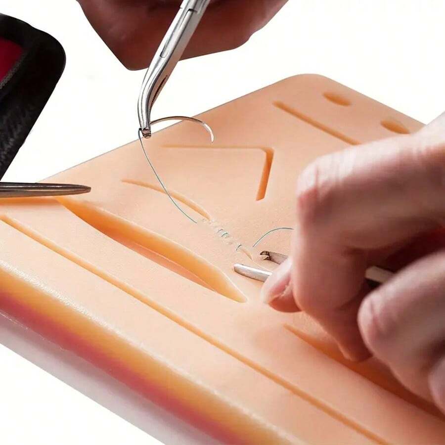 Upgraded Reusable Silicone Medical Training Skin Model With 14 Pre-Cut Wounds For Suture Practice, Perfect Suture Practice Pad For Medical Practical Training - Multicolor - View 1