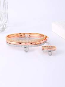 1 Peça Conjunto de Pulseira e Anel Destacáveis de 3 Cores, Moda Estilosa, Estilo Europeu e Americano Popular