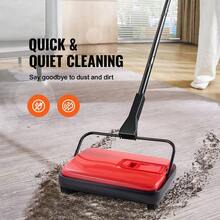 Carpet Sweeper, 6.7 In Sweeping Paths, Floor Sweeper Manual Non Electric, 300 Ml Dustbin Capacity With Comb For Home Office Rugs Hardwood Surfaces Wood Floors Laminate, Cleans Dust Pet Hair - Red - View 4