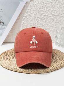 1 Stück Herren süße kleine Totenkopf Hanteln Design verstellbare vintage zerstörte Outdoor Sport Baseball Kappe, geeignet für den täglichen Gebrauch, Frühling/Sommer/Herbst/Winter