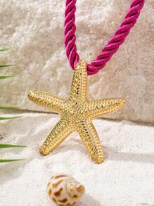 1pc Women Elegant Starfish Pendant Necklace, Suitable For Vacation, Outdoor, Street Photography, Party And Daily Wear, Beach Style Design, All-Season Accessory