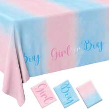 غطاء طاولة أزرق وردي لحفلة الكشف عن نوع الجنين، غطاء طاولة مستهلك، غطاء طاولة مقاوم للماء، لوازم الحفلات، غطاء طاولة بلاستيكي مقاوم للماء، ديكور غرفة الطعام، ديكورات الحفل، ديكور الطاولة
