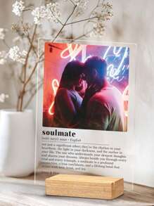 1 set Plaque avec impression photo personnalisée avec message personnalisé, cadre photo en acrylique personnalisé, cadres photo personnalisés pouvant être utilisés pour la décoration, support personnalisé pour cadres photo/cadeaux de la Saint-Valentin