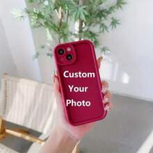 1 pieza Funda de teléfono DIY a prueba de golpes de TPU negro personalizable, adecuada para 16 15 14 13 12 11 Plus Pro Max Pro, se puede usar como regalo del Día de la Madre, Día del Padre, Boda, Cumpleaños u Ocasión Festiva para Familia/Amigos/Parejas/Seres Queridos