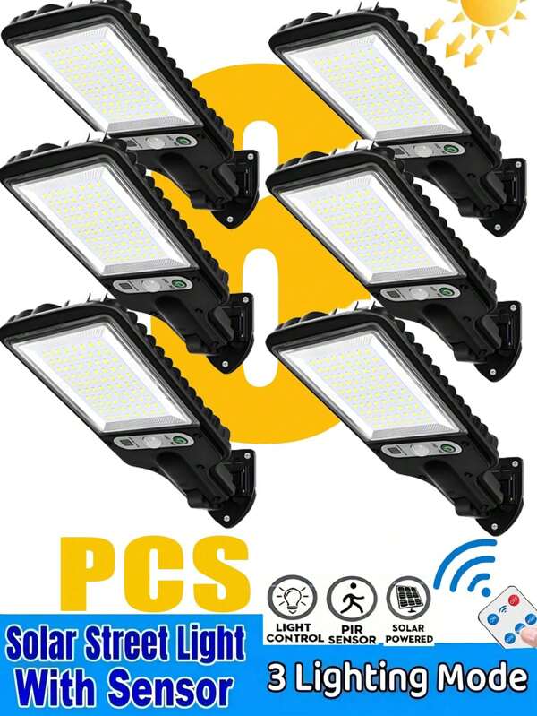 1/2/4/6/8 Piezas Luz Solar LED Para Exteriores Resistente al Agua con Sensor de Movimiento y 3 Modos de Iluminación, Foco con Sensor de Movimiento Humano, 3 Modos de Iluminación, Ángulo de Visión de 120°, con Control Remoto, Encendido al Atardecer Automático, Ahorro de Energía, Durable Para Jardín, Camino, Garaje
