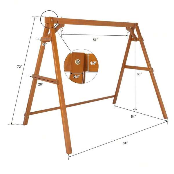 Heavy Duty 660 LBS Outdoor Wooden Swing Frame A-Frame Porch Swing Bench Stand