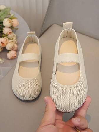 1 par de zapatos planos básicos para niñas, de tela suave, cómoda, ligera y transpirable, adecuados para caminar al aire libre en cualquier temporada