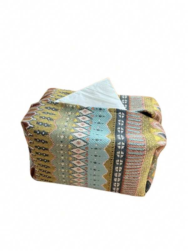 1pc Simple Fabric Paper Towel Box, Home Decorative Tissue Box For Living Room, Bedside