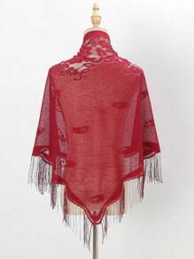 1 Peça Xale Echarpe de Renda e Franjas Novo Feminino, Lenço Triângulo Sólido Leve e Respirável, Lenço para Cabeça para Vestidos, Casamento e Madrinhas