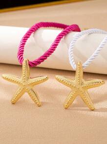 1pc Women Elegant Starfish Pendant Necklace, Suitable For Vacation, Outdoor, Street Photography, Party And Daily Wear, Beach Style Design, All-Season Accessory