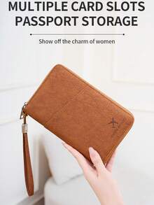 New RFID Blocking Passport Holder, Long Zipper Passport Wallet, Multi-Functional Travel Ticket & Document Organizer, Fits Multiple Passports, Travel Documents & Cards, Soft Texture Zipper Passport Clutch With Detachable Wrist Strap, Great Gift For Wife, Girlfriend, Valentine's Day Travel Essential Holiday Vacation Passport Cover Passport Holder For Women For Family - Multicolor - View 6