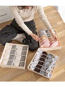 1 pieza Caja de almacenamiento para el hogar con tres piezas plegables organizadora, caja de almacenamiento para ropa interior, calcetines, ropa, caja de malla para almacenar calcetines y ropa interior, caja de almacenamiento con cajones plegables, organizador con formato para el hogar, caja de almacenamiento lavable