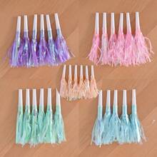 6 件套生日派对吹龙配流苏哨子、生日派对喇叭、全息流苏派对发声器 - 多色哨子，适合生日和活动庆祝活动，塑料彩虹发声器适用，派对装饰的最佳选择 - 粉色 - 查看 7