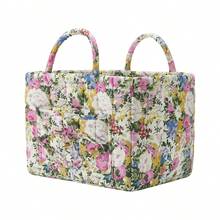 26*26*31cm Multi Colored Polyester Home Fabric Storage Basket Large Capacity Storage Basket With Outer Pocket And Floral Design - Floral 2266 - View 7