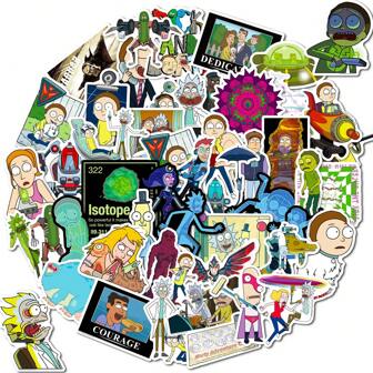  50Pcs Rick And Morty Vinyl Stickers, Waterproof Gifts For Water Bottles Laptop Bumper Water Bottles Computer Phone Hard Hat Car And Decals,Stickers,Car Stickers,Stickers, Back To School