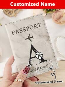 1pc Custom Signature Wallet,Personalized Signature Design Wallet,Custom Signature Wallet,Personalized Wallet With Signature,Custom Signature Wallet,1 Solid Color Travel Passport Clip PU Leather Passport Cover With Embossed Letters, Business Travel Document Organizer, Essential Travel Handbag