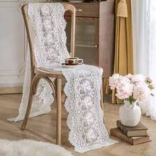 Elegant White Lace Tablecloth - 100% Polyester Rectangle Tablecloth - Machine Made Solid Color Round Tablecloth, Suitable For Coffee Tables, Home Decor, Weddings, Birthdays And Holiday Celebrations, Holiday Lace Tablecloth