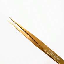 Pinzas CHAZON de titanio con punta de precisión para cejas, vello facial y vello encarnado, pinzas virales - Dorado - Ver 1