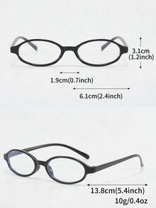 1 件女士时尚优雅椭圆形眼镜框，轻巧便携，精致展现独特风格 - 無色 - 查看 2